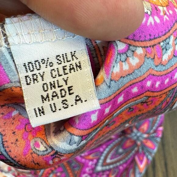 Alice & Trixie 100% Silk Designer Dress Pink Boho Paisley Women's sz XS Ruffles - Picture 3 of 13